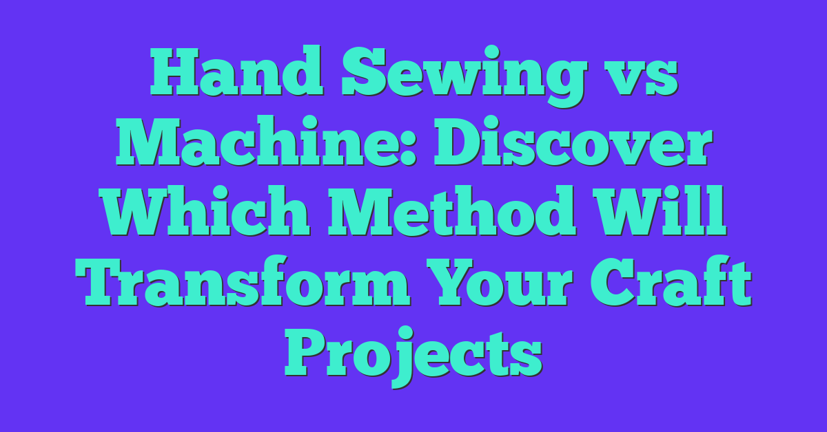 Hand Sewing vs Machine: Discover Which Method Will Transform Your Craft Projects