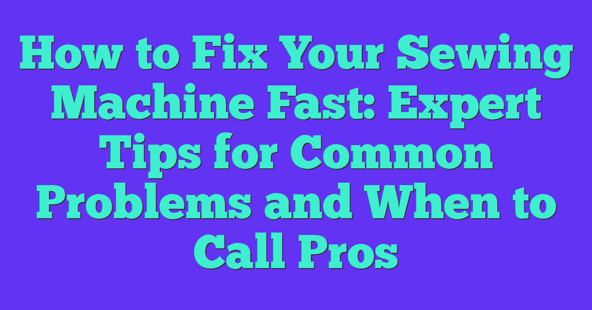 How to Fix Your Sewing Machine Fast: Expert Tips for Common Problems and When to Call Pros