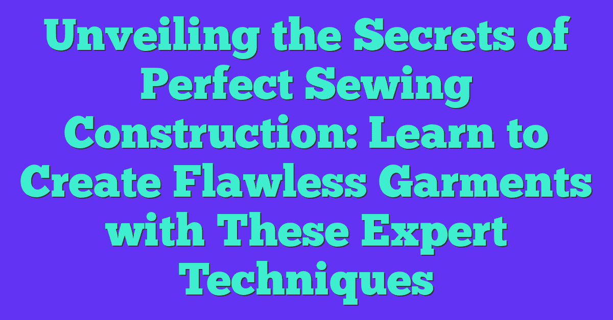 Unveiling the Secrets of Perfect Sewing Construction: Learn to Create Flawless Garments with These Expert Techniques