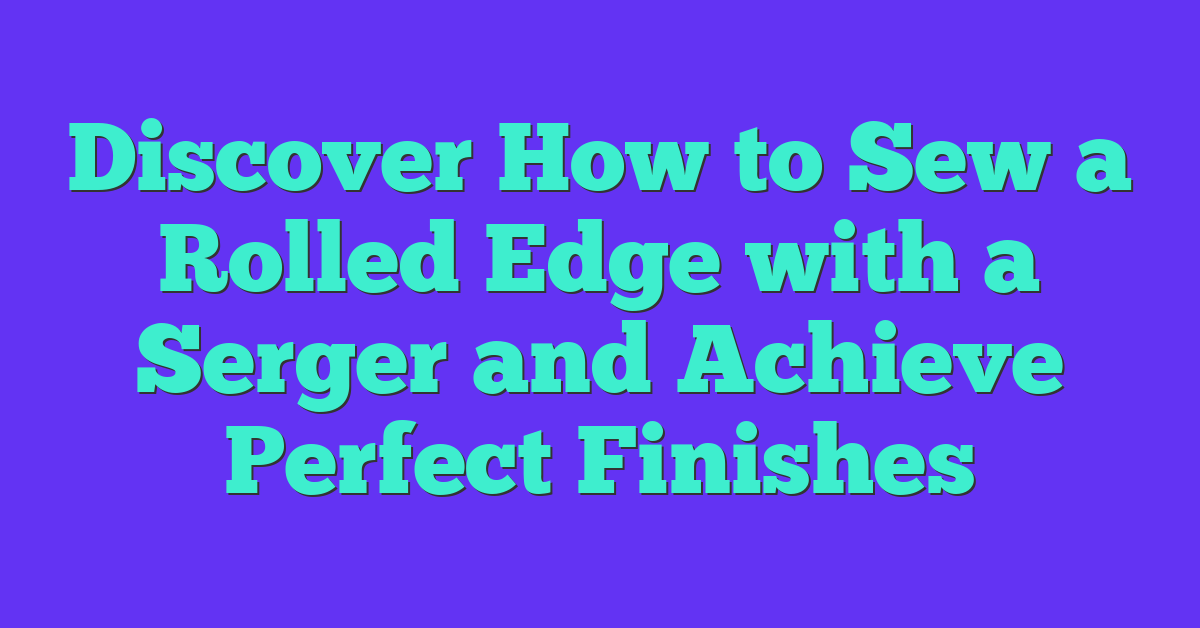 Discover How to Sew a Rolled Edge with a Serger and Achieve Perfect Finishes