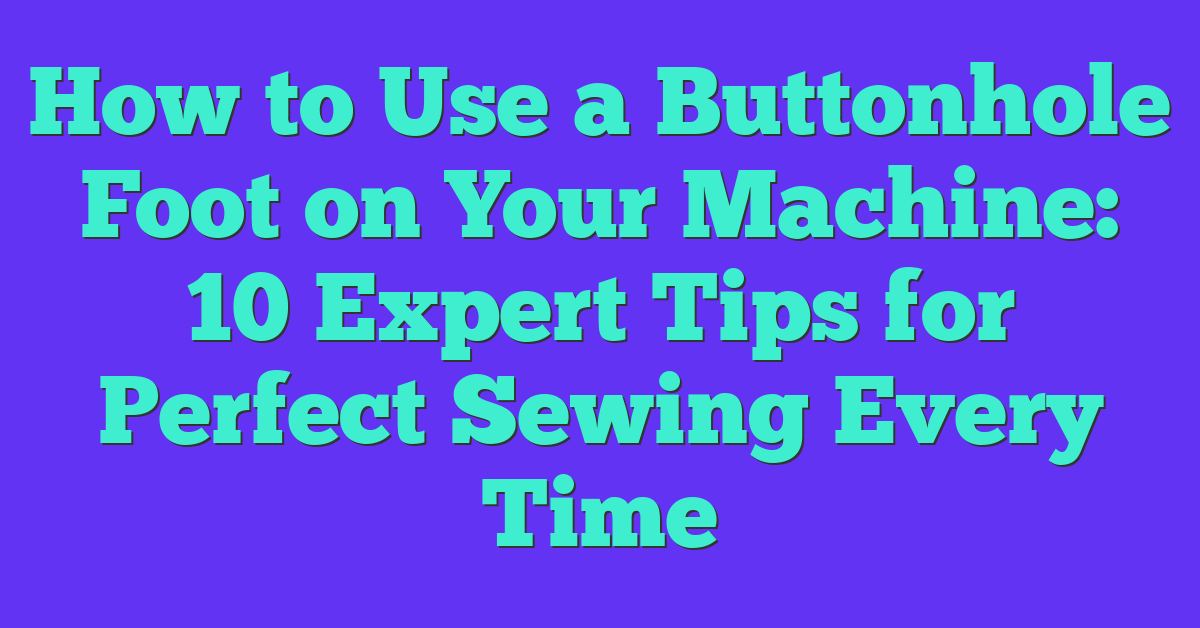 How to Use a Buttonhole Foot on Your Machine: 10 Expert Tips for Perfect Sewing Every Time