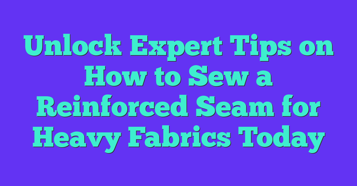 Unlock Expert Tips on How to Sew a Reinforced Seam for Heavy Fabrics Today