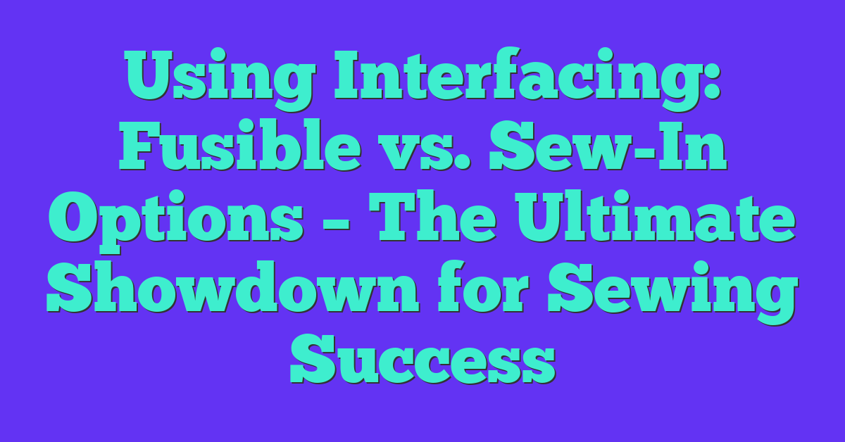 Using Interfacing: Fusible vs. Sew-In Options – The Ultimate Showdown for Sewing Success