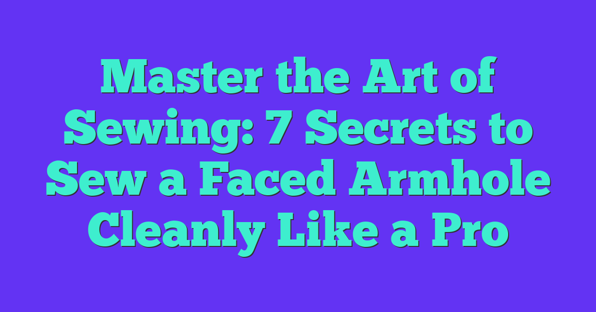 Master the Art of Sewing: 7 Secrets to Sew a Faced Armhole Cleanly Like a Pro