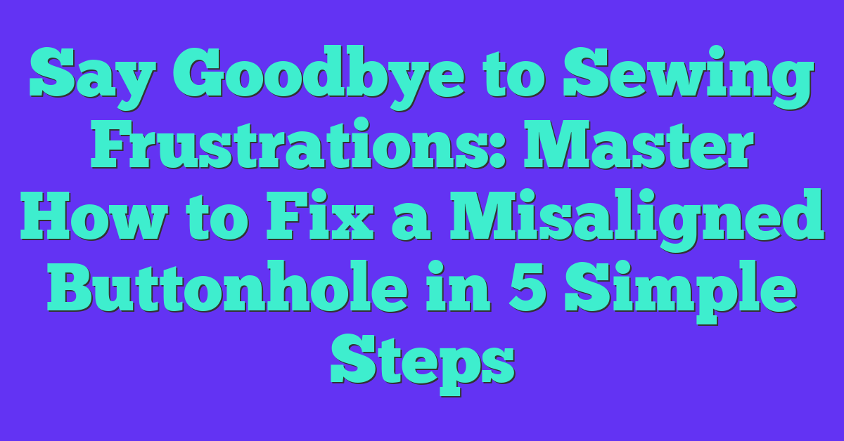 Say Goodbye to Sewing Frustrations: Master How to Fix a Misaligned Buttonhole in 5 Simple Steps