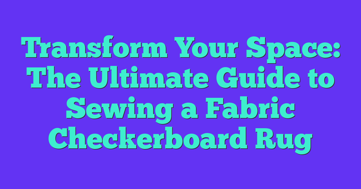 Transform Your Space: The Ultimate Guide to Sewing a Fabric Checkerboard Rug