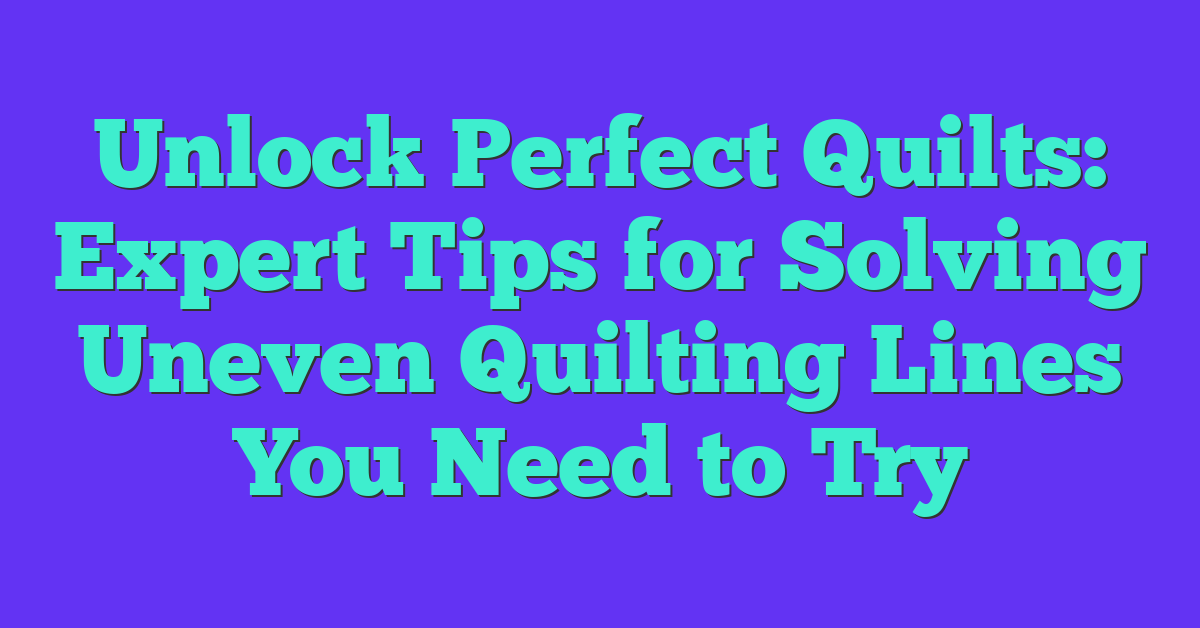 Unlock Perfect Quilts: Expert Tips for Solving Uneven Quilting Lines You Need to Try
