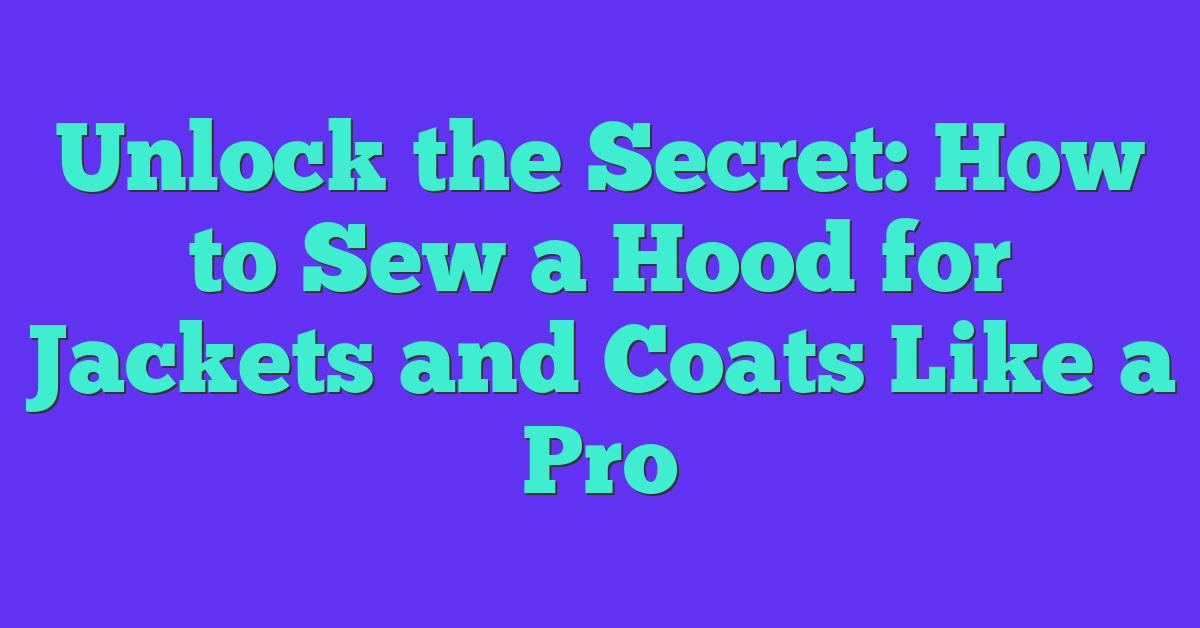 Unlock the Secret: How to Sew a Hood for Jackets and Coats Like a Pro